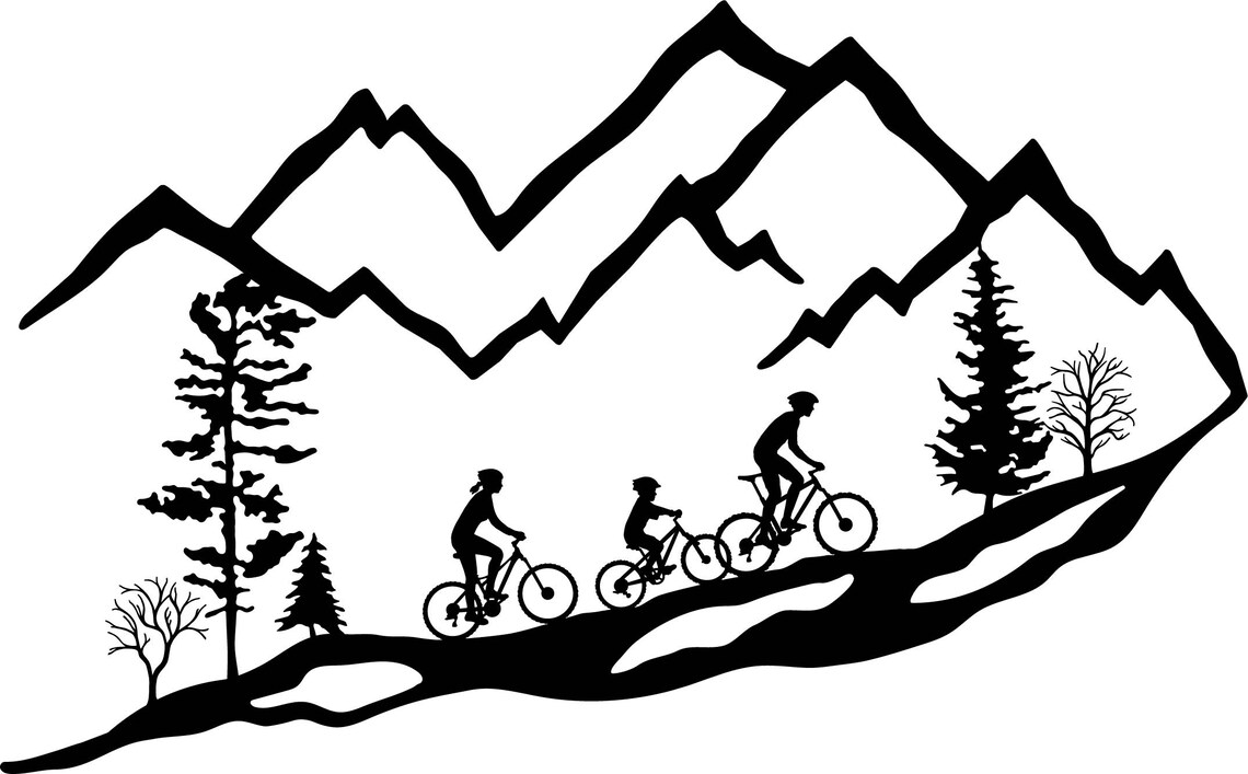 Metal Wall Art Mountain Bike Trees Mountain Bike Family Etsy