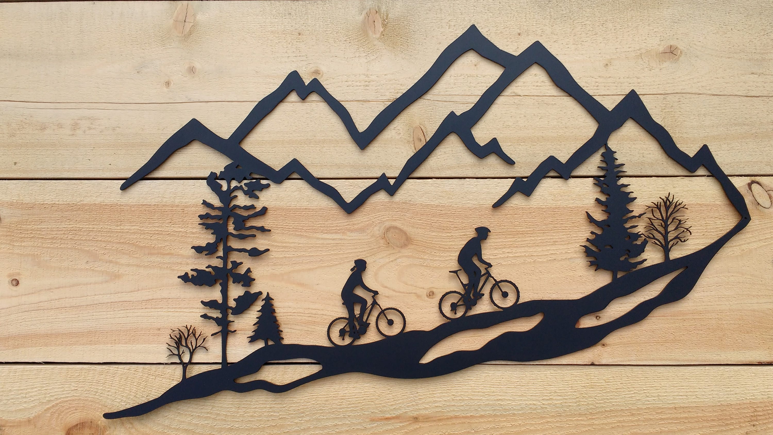 Metal Wall Art Mountain Bike Trees Mountain Bike MTB Etsy