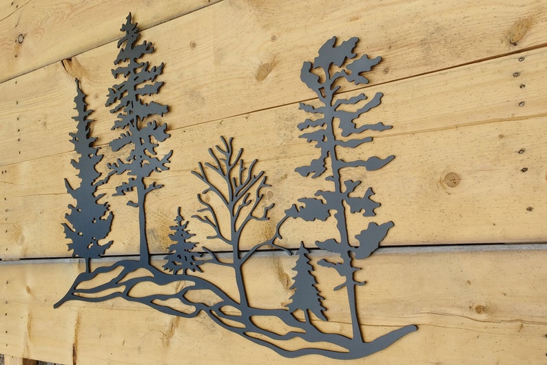Metal Tree Hillside Metal Wall Art Trees Metal Trees Metal Etsy