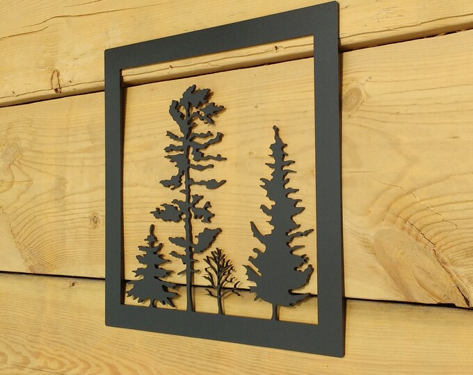 Evergreen Tree Metal Wall Art Metal Tree Scenic Red Pine Etsy
