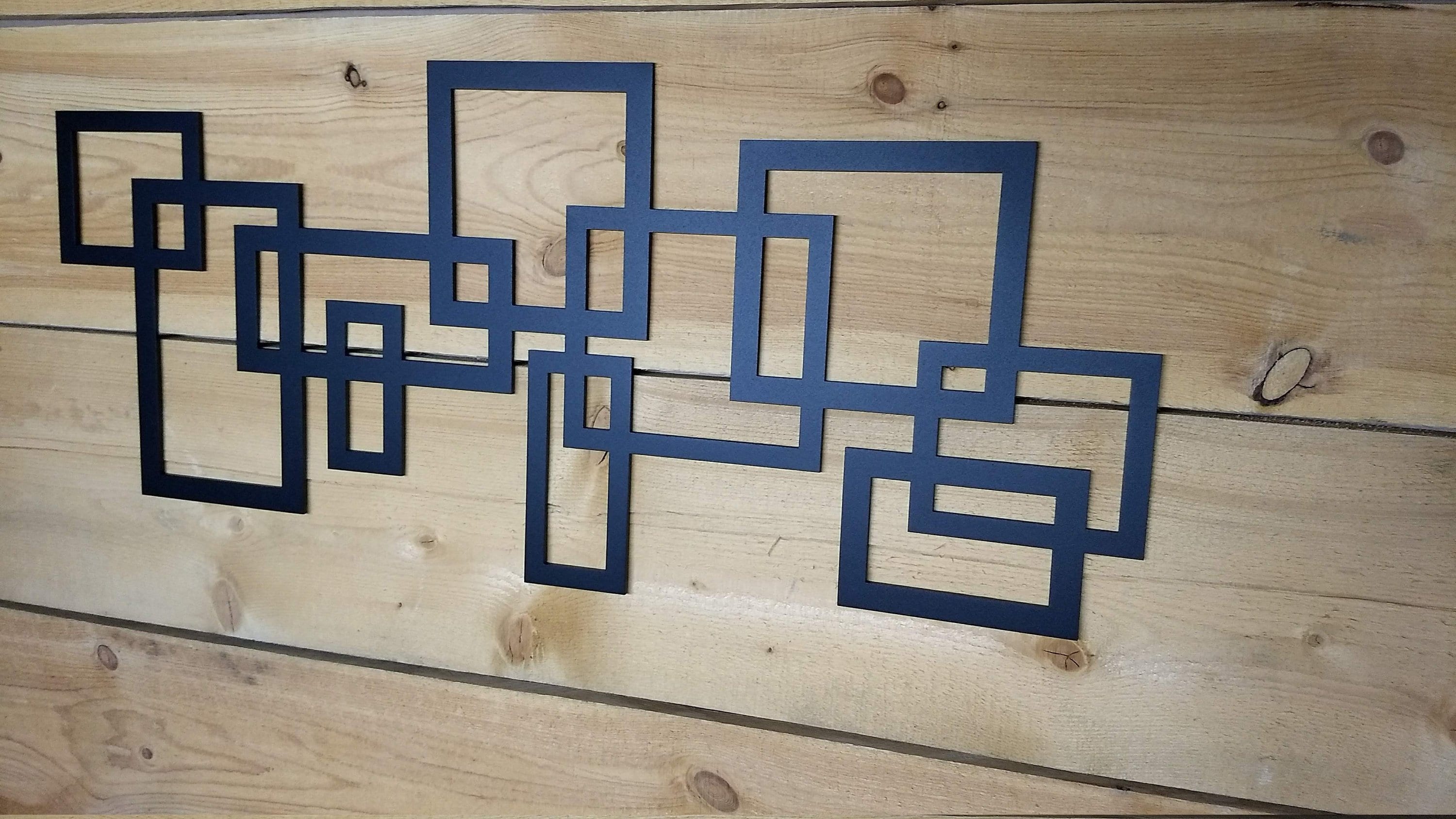 Modern Squares Metal Wall Art Geometric Art Large Square Etsy