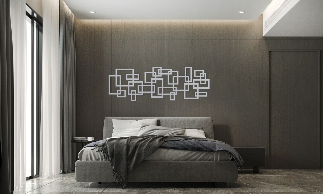 Modern Squares Metal Wall Art Geometric Art Large Square Etsy