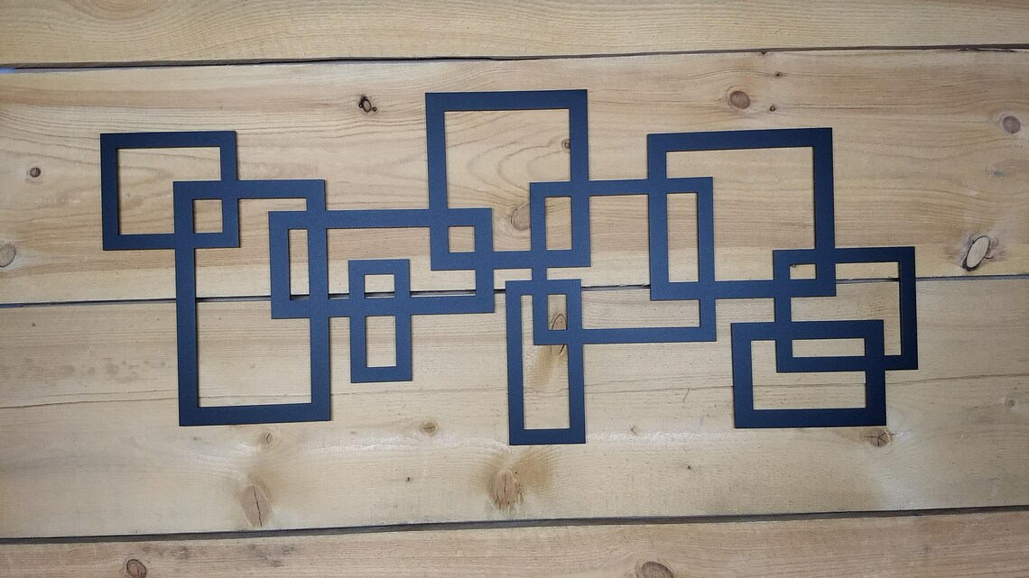 Modern Squares Metal Wall Art Geometric Art Large Square Etsy