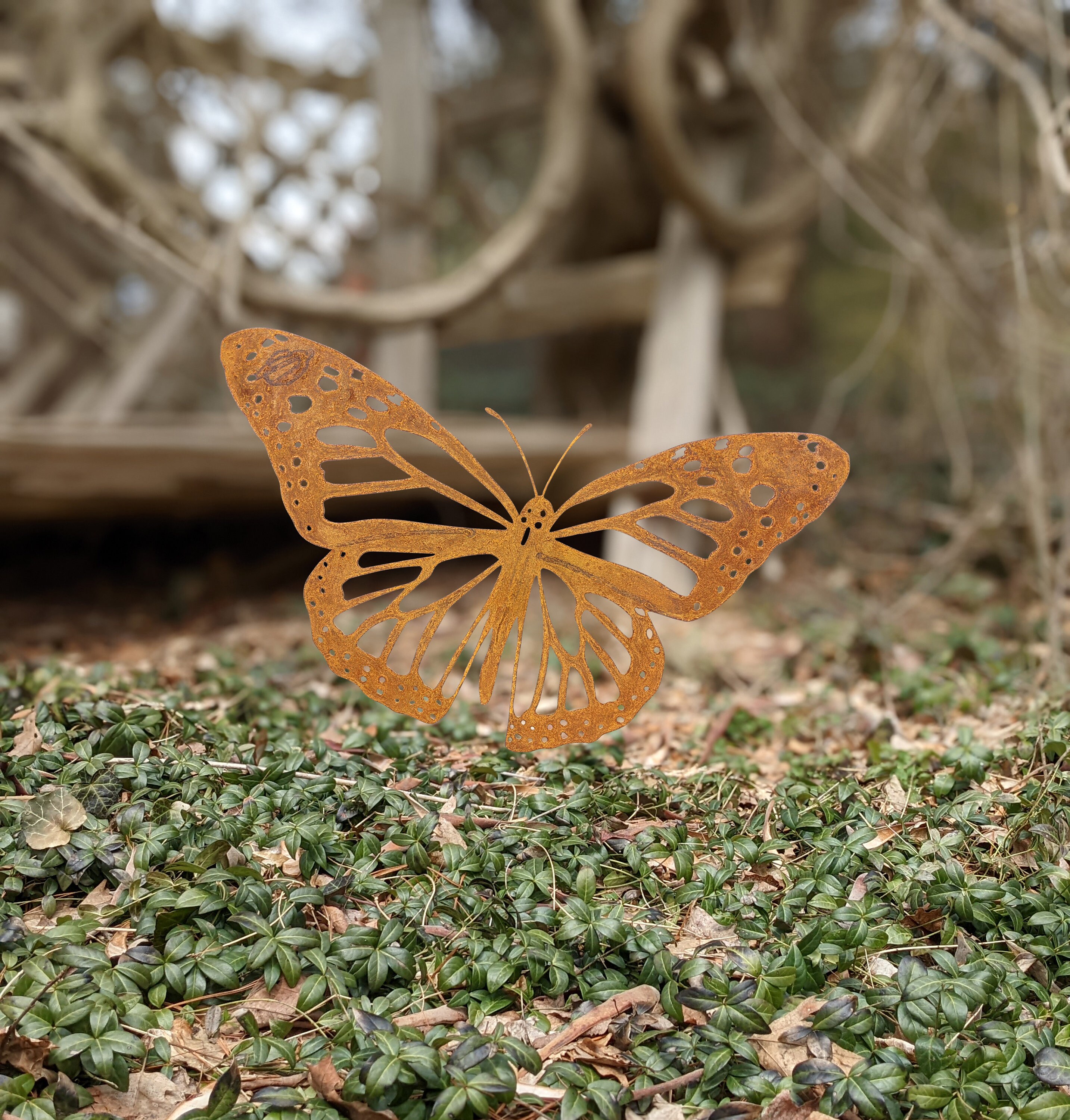 Metal butterfly chair garden art best sale