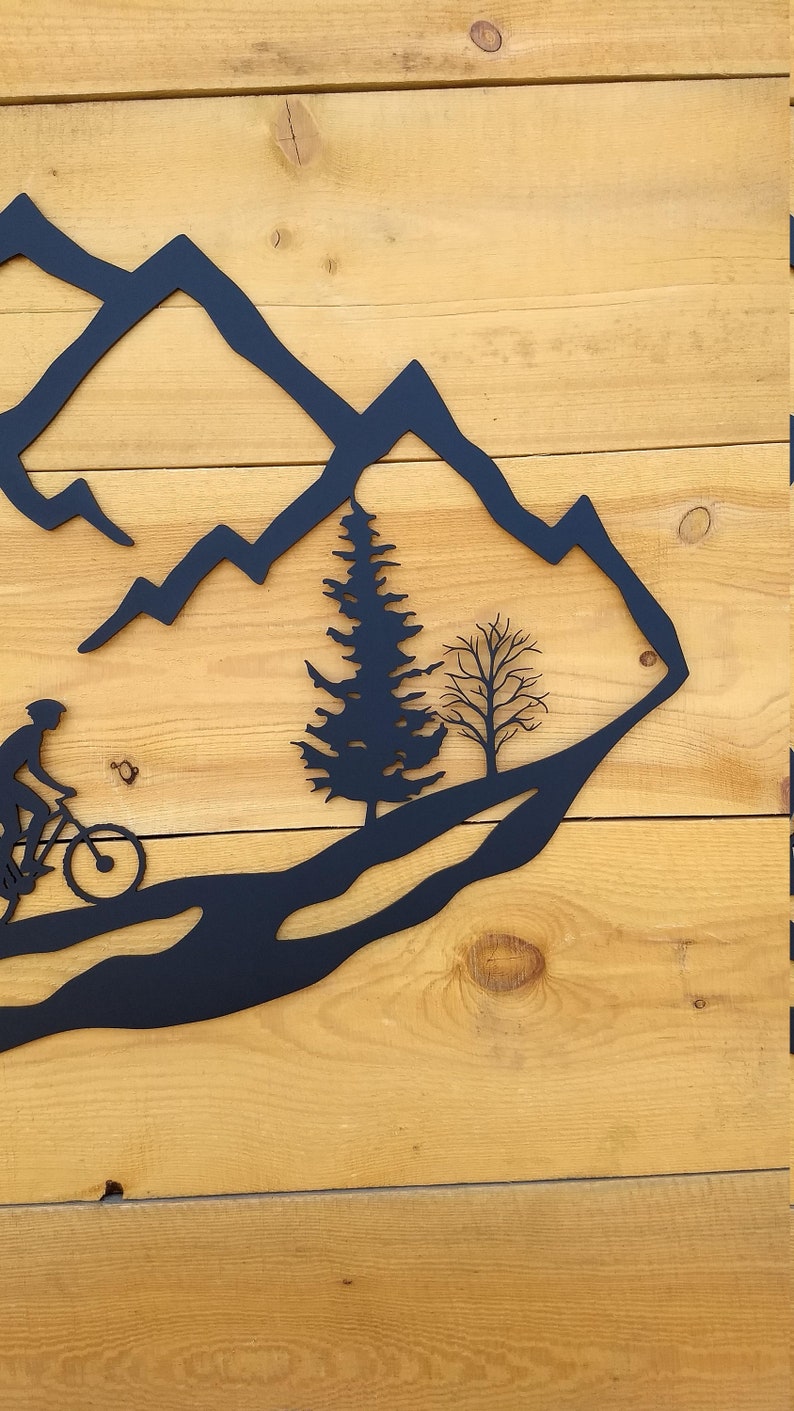 Mountain Bike Metal Wall Art Mountain Bike Trees MTB Etsy