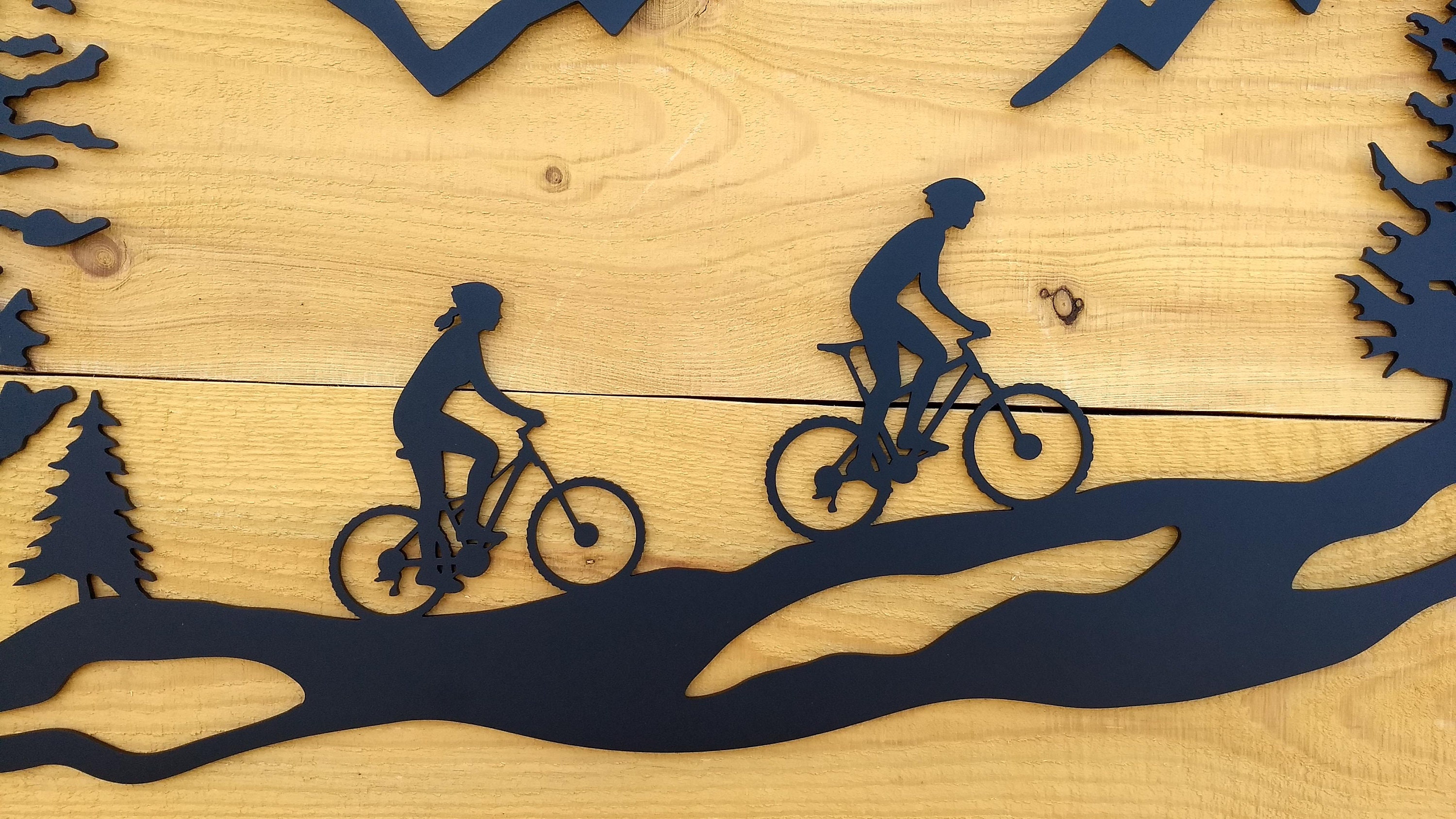 Metal Wall Art Mountain Bike Trees Mountain Bike MTB Etsy