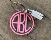 Circle Monogram Acrylic Keychain with Tassel
