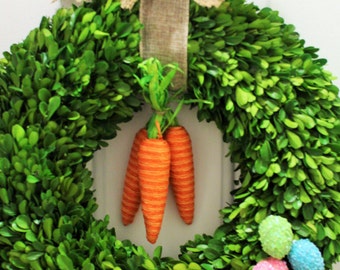 16 or20  inch Easter Egg Wreath, Boxwood Wreath ,Natural  Dried Boxwood wreath ,Carrot &Egg Wreath . Spring Wreath, Summer Wreath