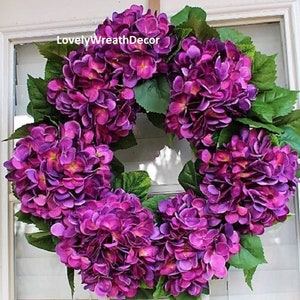 20 inch Hydrangea wreath, Spring wreath , Summer wreath ,Hydrangea  wreath, Purple wreath, front door wreath, outdoor wreath