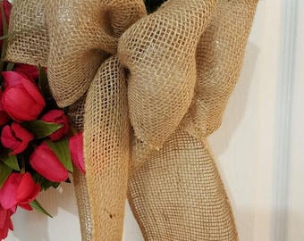 Burlap bow, Plain bow, burlap , wreath bow only
