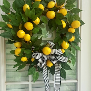 20 in Yellow Lemon wreath ,  Lemon Wreath ,Yellow wreath,  Leaf wreath ,Front door Wreath, summer wreath