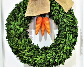 Easter Carrot Wreath, Boxwood Wreath ,Natural  Dried Boxwood wreath ,Carrot Wreath . Spring Wreath, Summer Wreath, indoor wreath