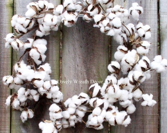 Cotton wreath - Cotton boll Wreath - Preserved cotton Wreath - Farmhouse Wreath -Wedding Wreath - Cotton bolls