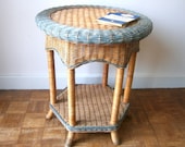 Rare Vintage 1970s 70s Rattan Wicker Occasional Table