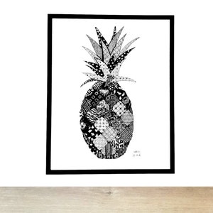 PINEAPPLE / PINEAPPLE decor art print, black white poster, pineapple decor, botanic image 1