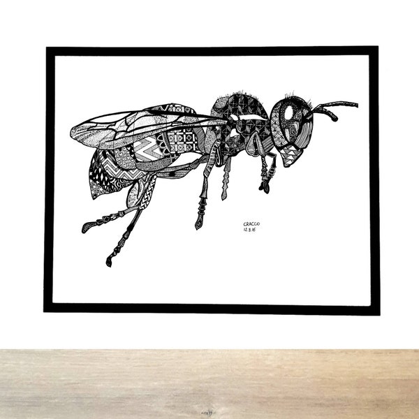 GUEPE / WASP - animal insect art print, animal insect wall art decor, animal insect poster, bee art print decor, bee wall poster - -