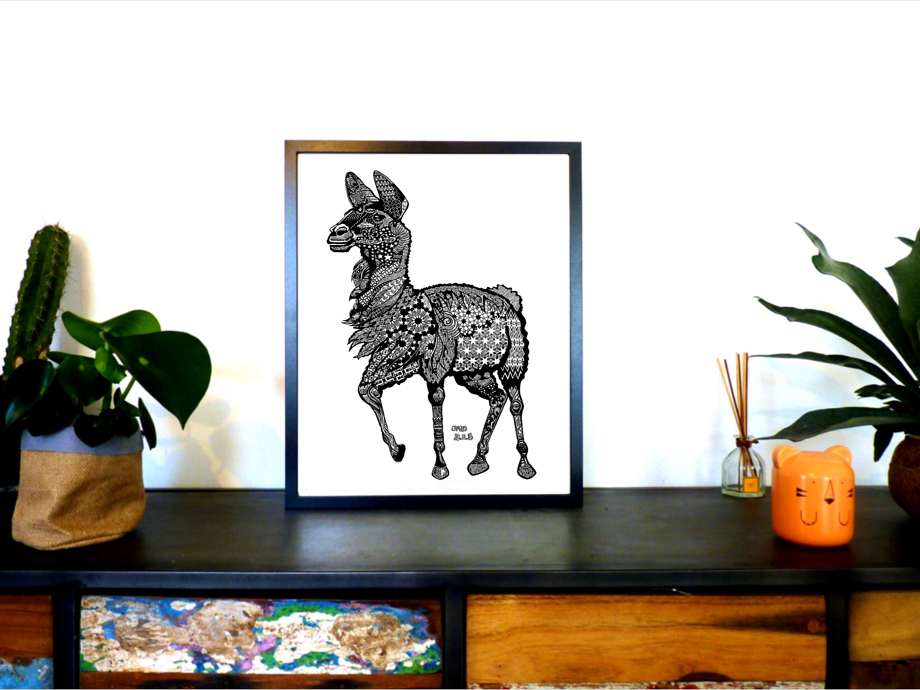 Lama/Animal Art Print, Wall Art, Decor, Poster, Black White