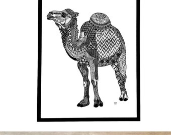 DROMADAIRE / DROMEDARY - animal travel poster, animal travel wall art, animal travel decor, camel poster, camel art print, camel decor -