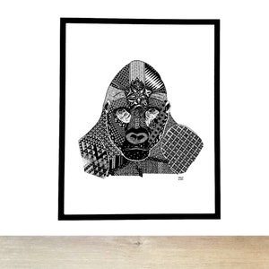 GORILLA / GORILLA - arte de pared de animales africanos, estampado de arte de mono animal, póster de gorila animal, decoración de mono animal, decoración de arte de pared de gorila -