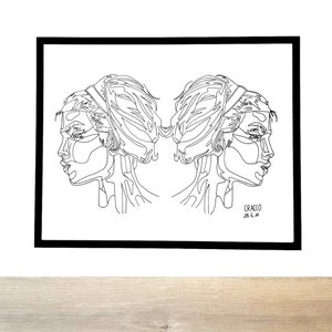 PORTRAIT WOMEN / Twins - print of original CRACCO woman patterns lineart painting