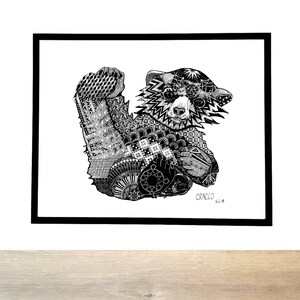 OURSON / BABY Bear - print of original CRACCO animal patterns painting