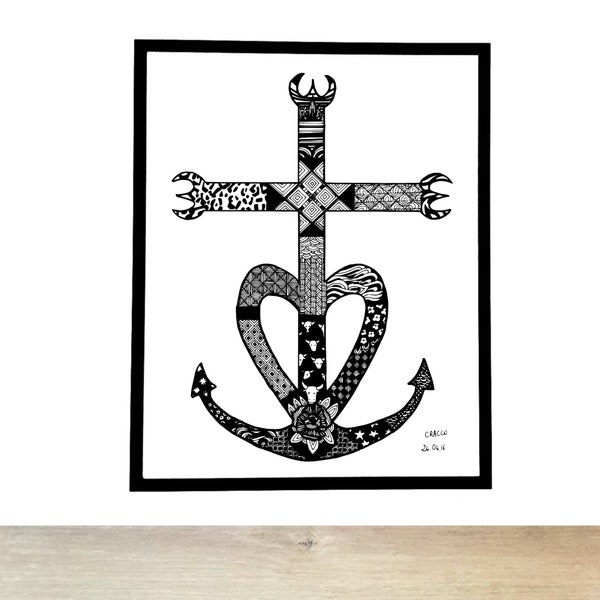 CROIX De CAMARGUE / Camargue Cross - print of original CRACCO south of france pattern cross camargue painting