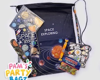 Deluxe Pre-filled Space Drawstring Party Bag (+ FREE sheet Space temporary tattoos)