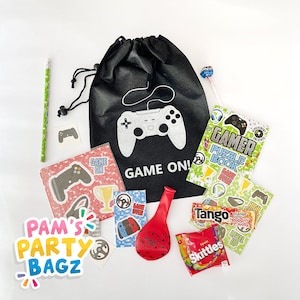 Deluxe Pre-filled Gamer Drawstring Party Bag + FREE mini gamer keyring