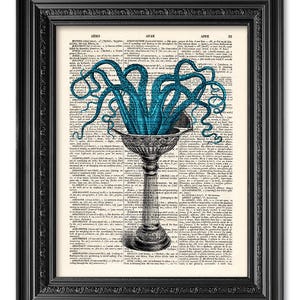 Octopus Bathroom Decor, Dictionary art print, Vintage book page, Bathroom print, Bathroom Decor, Bathroom wall art, Gift [ART 070]
