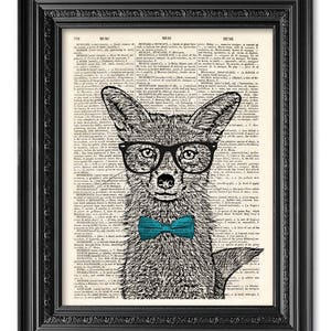 Fox Print, Oude Boek pagina, Woordenboek Print, Nursery Wall Art, Nursery Animal Print, Woodland Animals, Wall decor [ART 205]