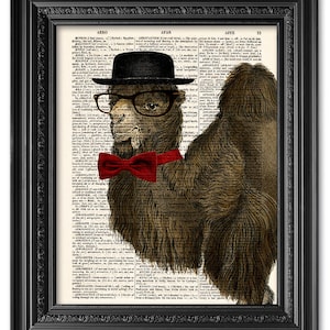 Mister Camel, Dictionary art print, Vintage book art print, upcycled dictionary page, Animal print, Home Wall Decor, Gift poster [ART 057]