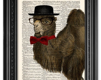 Mister Camel, Dictionary art print, Vintage book art print, upcycled dictionary page, Animal print, Home Wall Decor, Gift poster [ART 057]