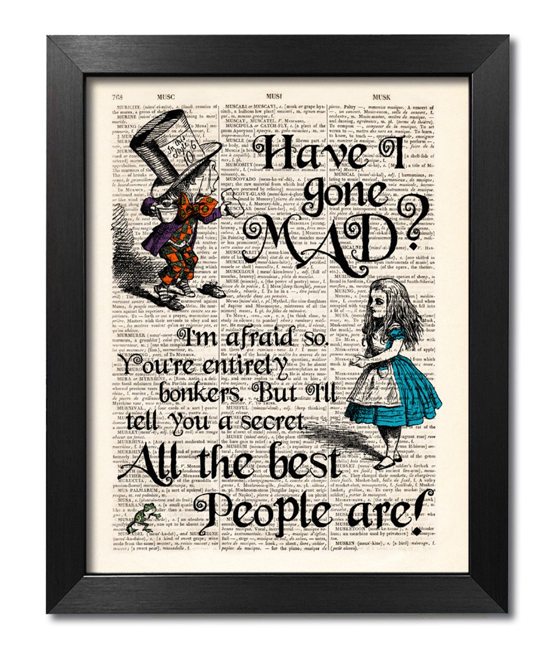 Alice in Wonderland Print Alice Quote Wall Art Dictionary