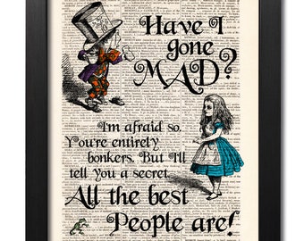 Alice in Wonderland Print Alice Quote Wall Art Dictionary - Etsy