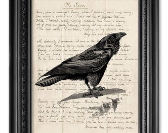 Edgar Allan Poe Poster, Der Rabe Gedicht, original Handschrift Edgar Allan Poe, Literatur Poster, Literatur Geschenk [ART 200]