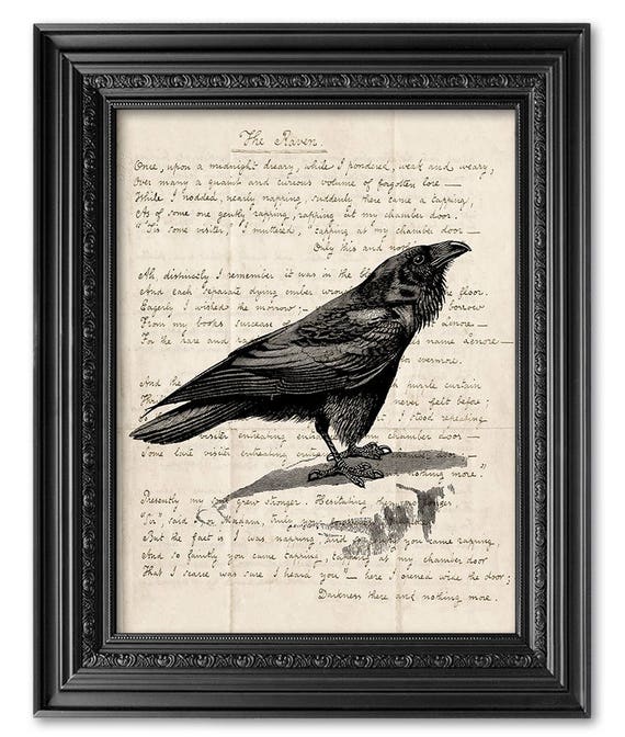 Edgar Allan Poe Poster Der Rabe Gedicht Original Handschrift Etsy