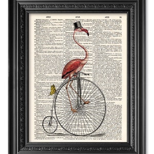Flamingo Art Print, Flamingo Print, Dictionary Art Print, Funny Animal ...