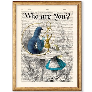 Alice in Wonderland Print, Alice Quote Art, Dictionary art print, Alice and Caterpillar, Home Wall Decor, Gift poster, Book Art [ART 168]