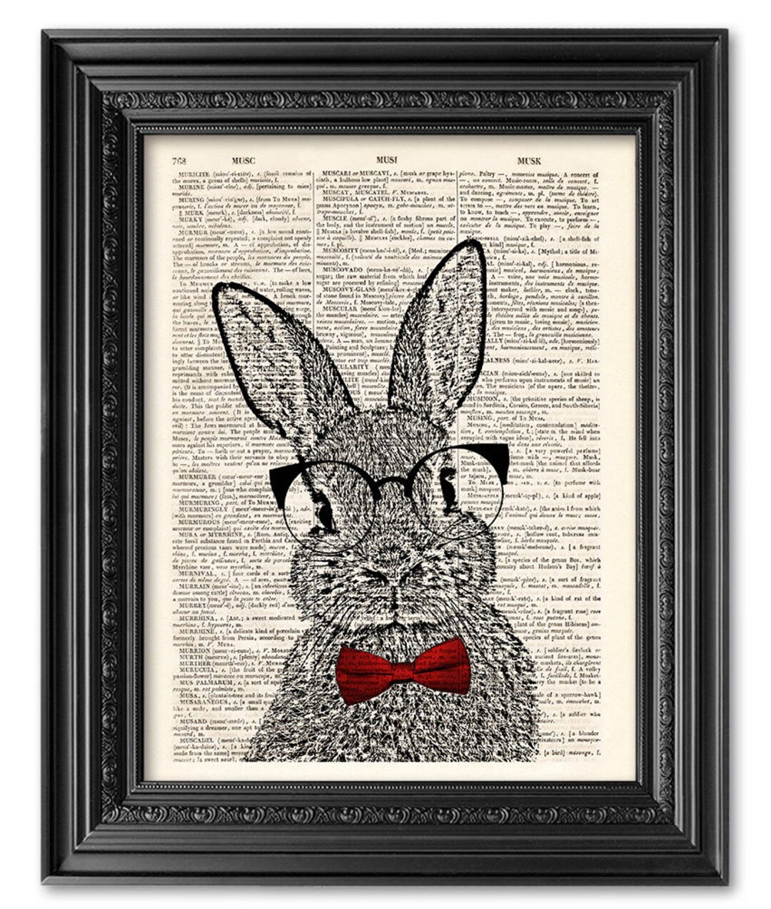 Rabbit Print, Bunny Print, Old Book Page, Dictionary Print, Nursery ...