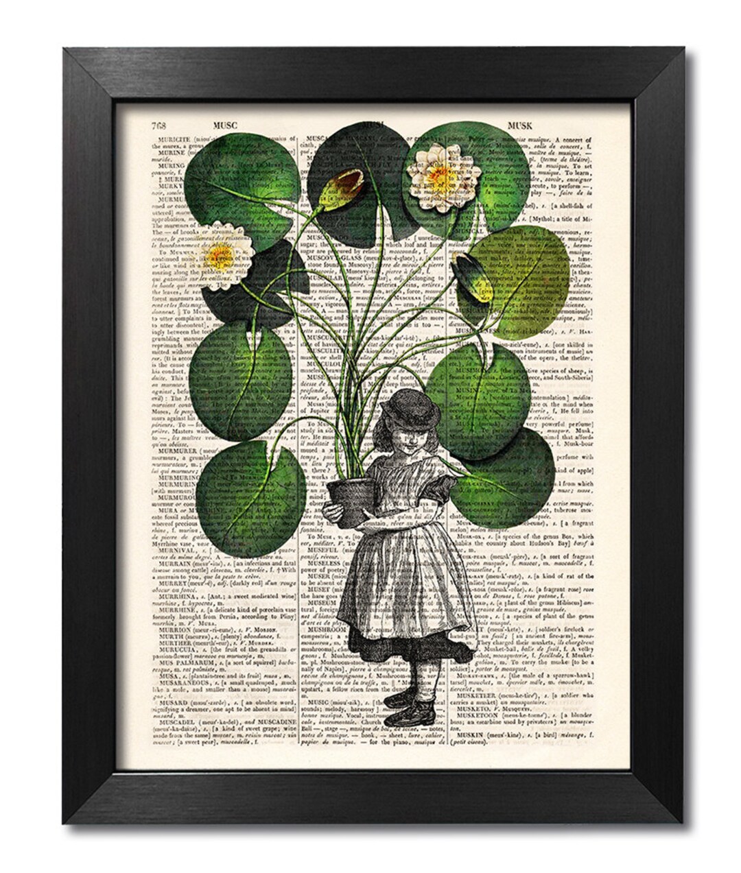 Flower Girl Print, Water Lily Poster, Book Print, Flower Print, Girl ...