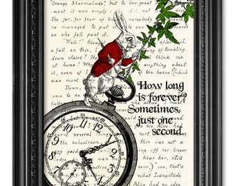 Alice in Wonderland Print, Handwriting Lewis Carroll Quote Print, White rabbit print, Literary Gift, Alice in Wonderland Wall Art  [ART 165]