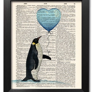 Love print, Penguin, Funny animal, Dictionary art print, Vintage book art print, dictionary page, Home Wall Decor, Gift poster [ART 008]