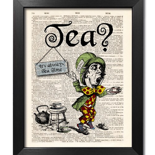 Alice in Wonderland Dictionary Art Print Antique Book Page - Etsy