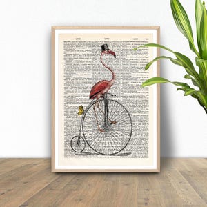 Flamingo Art Print, Flamingo Print, Dictionary Art Print, Funny Animal ...