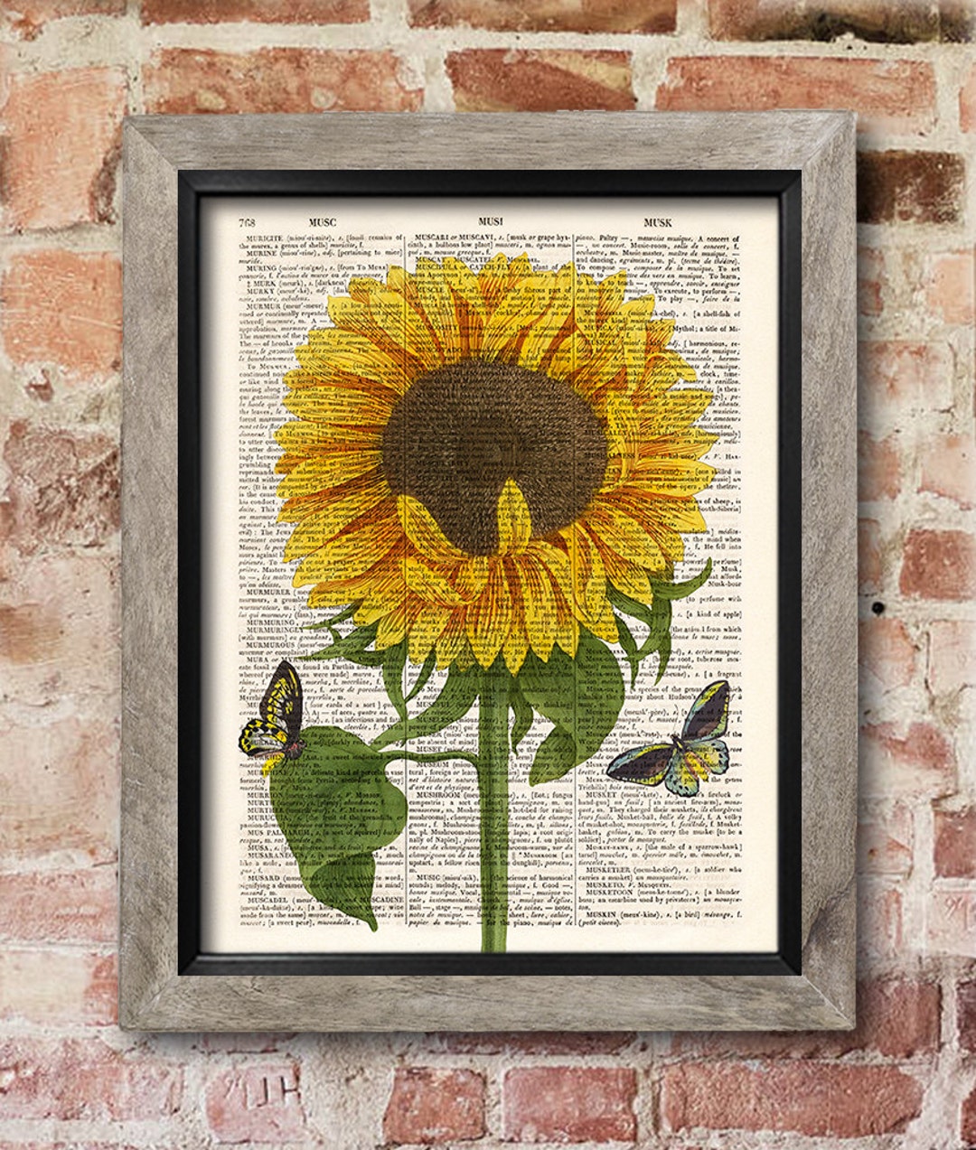 Flower Print, Sunflower, Dictionary Art Print, Botanical Print, Flowers Art, Sunflower ...