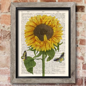 Flower Print Sunflower Dictionary Art Print Botanical - Etsy