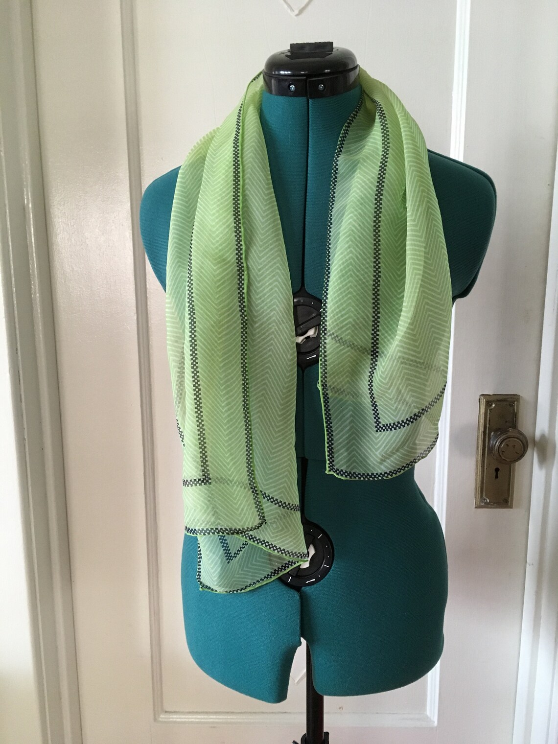 green and black checkered scarf