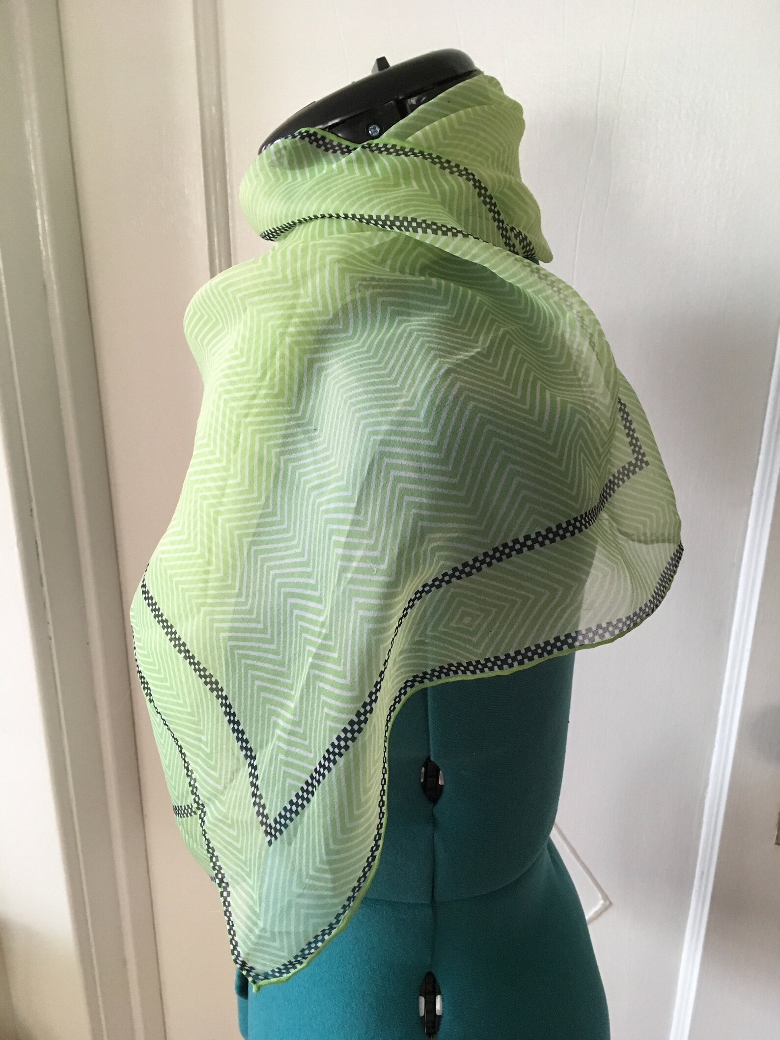 green and black checkered scarf