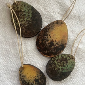 Set of 4 wooden Bird Egg hangings