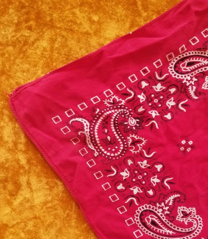 Vtg Classic Rockabilly Bandana Red Paisley Bandana Pinup Etsy